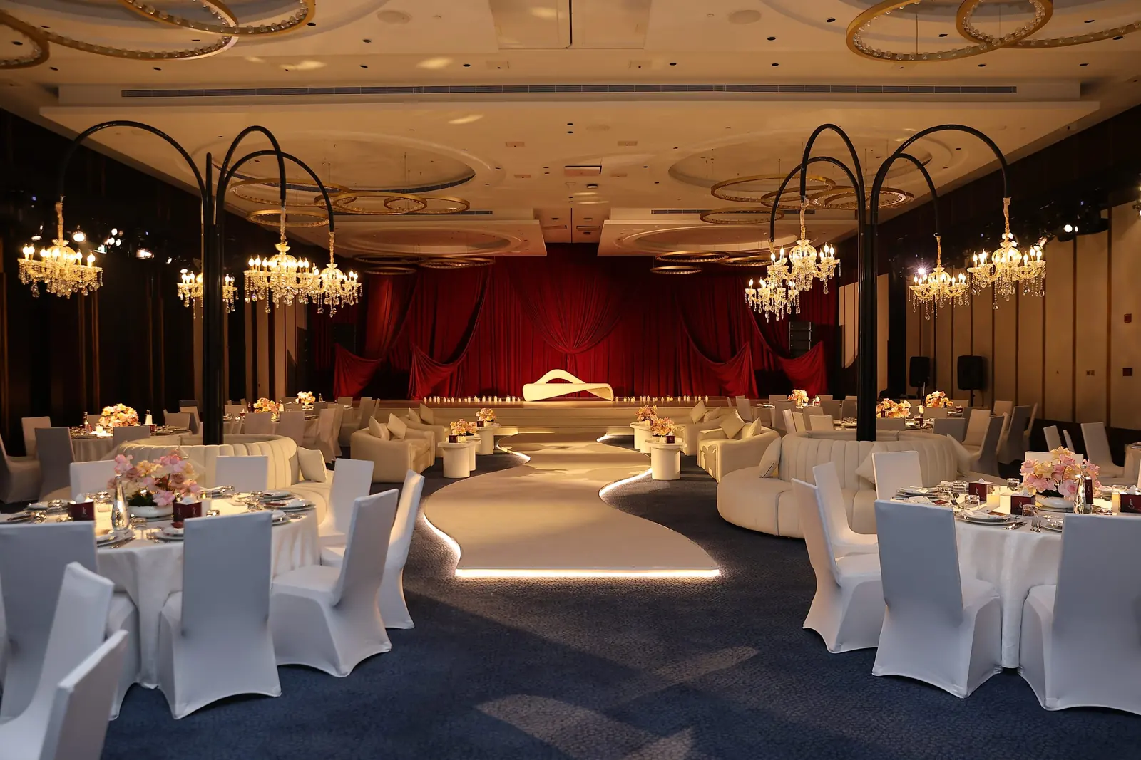 Arched stage set for a wedding